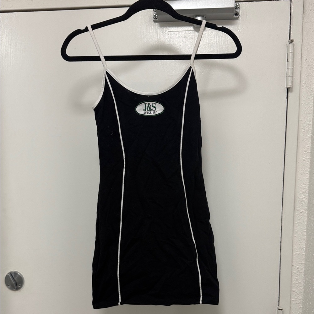 J&S Black Mini Dress with White Trim